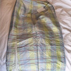 Markarian silk Plaid Pastel pencil Skirt